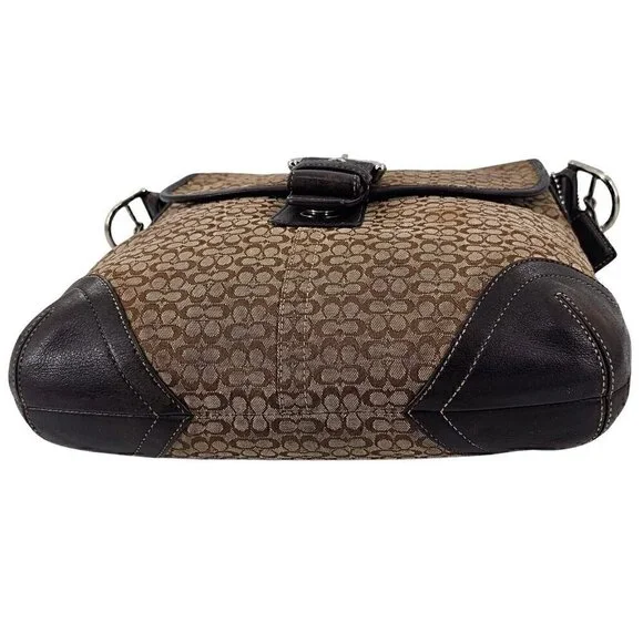 COACH 6376 Soho Brown Signature Monogram Logo Jacquard Leather Shoulder Bag - Picture 6 of 12